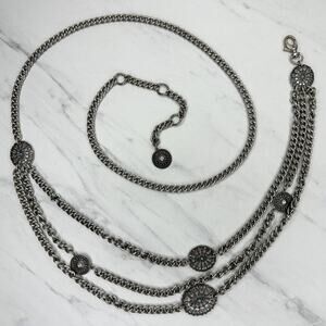 Rhinestone Medallion Triple Strand Draped Chain Belt Plus Size 2X/3X ✨